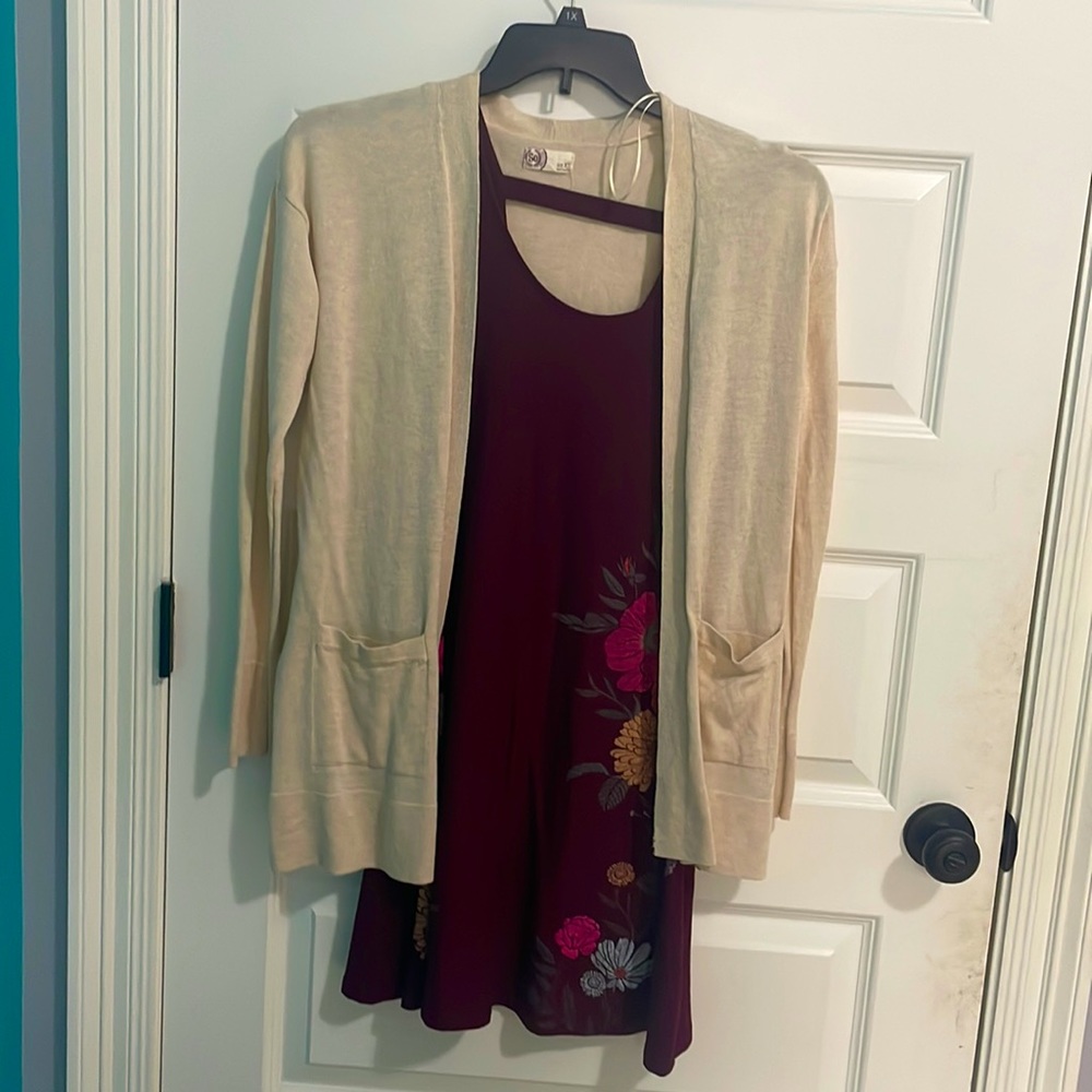 Mudd dress, size XS.  The sweater is SO, and is also XS